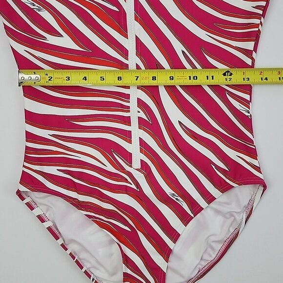 NWT Michael Kors One Piece Long Sleeves Swimsuit Electric Pink Animal Print Sz 8 - Picture 12 of 16